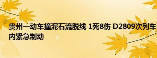 贵州一动车撞泥石流脱线 1死8伤 D2809次列车司机曾5秒内紧急制动