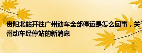 贵阳北站开往广州动车全部停运是怎么回事，关于贵阳到广州动车经停站的新消息