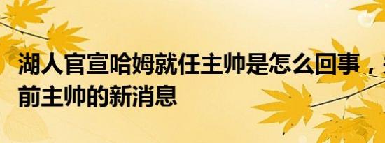 湖人官宣哈姆就任主帅是怎么回事，关于湖人前主帅的新消息