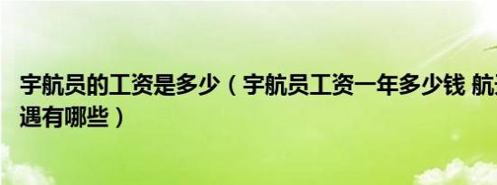 宇航员的工资是多少（宇航员工资一年多少钱 航天员终身待遇有哪些）