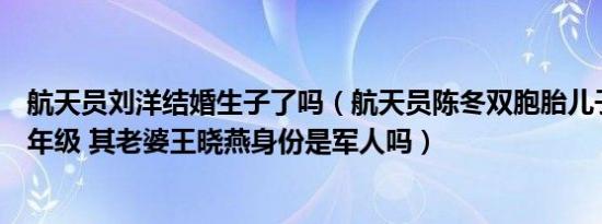 航天员刘洋结婚生子了吗（航天员陈冬双胞胎儿子现状读几年级 其老婆王晓燕身份是军人吗）