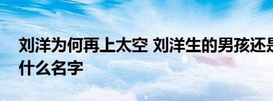 刘洋为何再上太空 刘洋生的男孩还是女孩叫什么名字