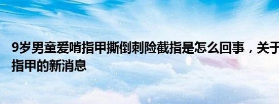 9岁男童爱啃指甲撕倒刺险截指是怎么回事，关于9岁儿童啃指甲的新消息