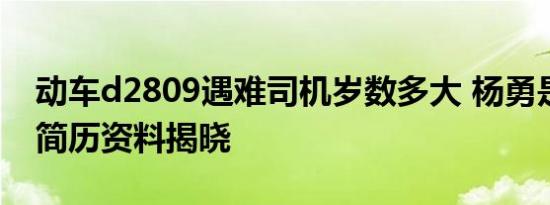 动车d2809遇难司机岁数多大 杨勇是哪里人简历资料揭晓