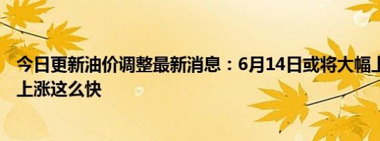 今日更新油价调整最新消息：6月14日或将大幅上调 为什么上涨这么快