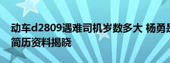 动车d2809遇难司机岁数多大 杨勇是哪里人简历资料揭晓