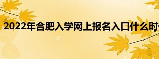 2022年合肥入学网上报名入口什么时候开放