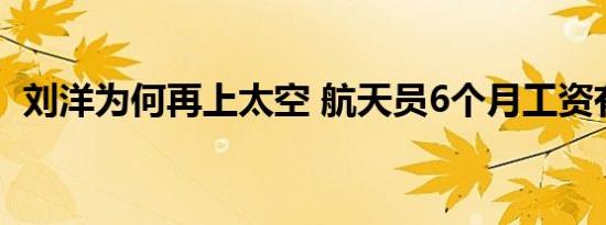 刘洋为何再上太空 航天员6个月工资有多少