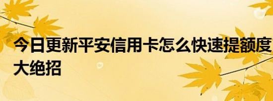 今日更新平安信用卡怎么快速提额度 提额的4大绝招