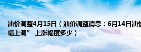 油价调整4月15日（油价调整消息：6月14日油价或将“大幅上调” 上涨幅度多少）