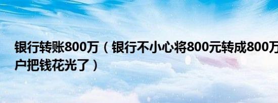 银行转账800万（银行不小心将800元转成800万 查到时储户把钱花光了）