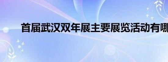 首届武汉双年展主要展览活动有哪些