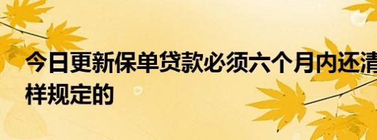 今日更新保单贷款必须六个月内还清吗 是这样规定的