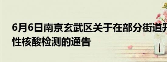 6月6日南京玄武区关于在部分街道开展规模性核酸检测的通告