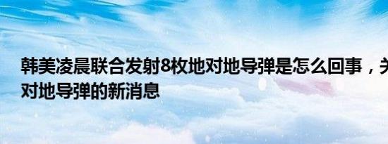 韩美凌晨联合发射8枚地对地导弹是怎么回事，关于韩国地对地导弹的新消息