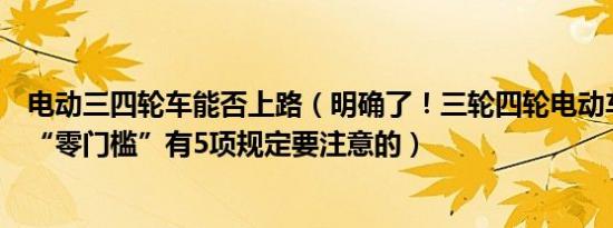 电动三四轮车能否上路（明确了！三轮四轮电动车上路不再“零门槛”有5项规定要注意的）