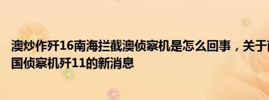 澳炒作歼16南海拦截澳侦察机是怎么回事，关于南海拦截美国侦察机歼11的新消息