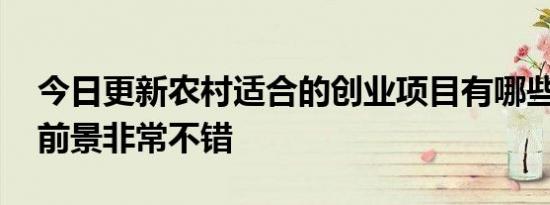 今日更新农村适合的创业项目有哪些 这三个前景非常不错