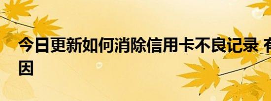 今日更新如何消除信用卡不良记录 有哪些原因