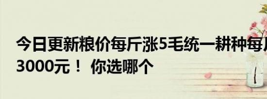 今日更新粮价每斤涨5毛统一耕种每月给农民3000元！ 你选哪个