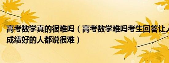 高考数学真的很难吗（高考数学难吗考生回答让人心疼 平时成绩好的人都说很难）