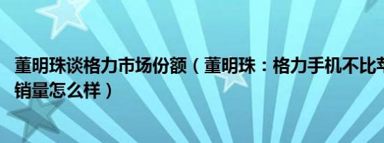 董明珠谈格力市场份额（董明珠：格力手机不比苹果手机差 销量怎么样）