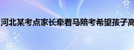 河北某考点家长牵着马陪考希望孩子高考成功