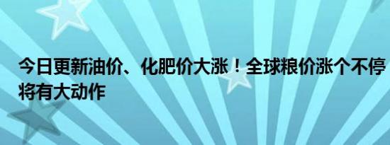 今日更新油价、化肥价大涨！全球粮价涨个不停！俄罗斯即将有大动作