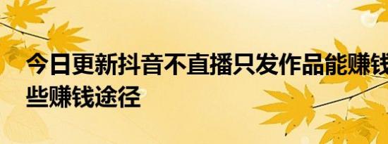 今日更新抖音不直播只发作品能赚钱么 有哪些赚钱途径