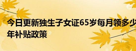 今日更新独生子女证65岁每月领多少钱 2022年补贴政策