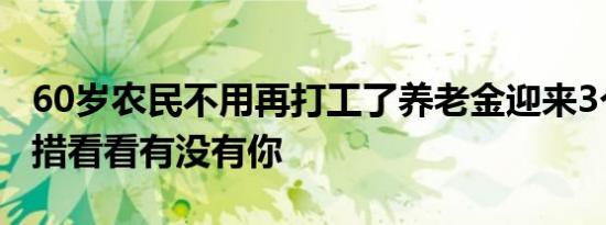 农村养老到60岁有钱领的政策（60岁农民不用再打工了养老金迎来3个重要举措看看有没有你）