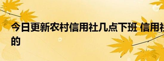 今日更新农村信用社几点下班 信用社是干嘛的