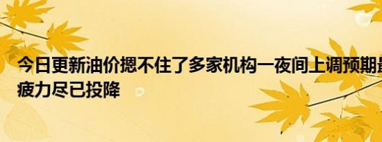 今日更新油价摁不住了多家机构一夜间上调预期最大空头精疲力尽已投降