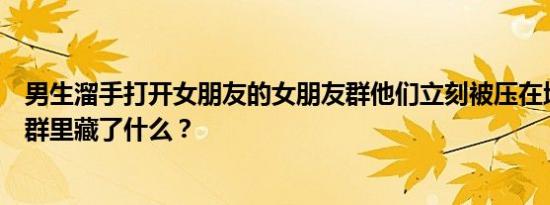 男生溜手打开女朋友的女朋友群他们立刻被压在地上他们在群里藏了什么？