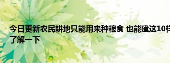 今日更新农民耕地只能用来种粮食 也能建这10样建筑赶快了解一下