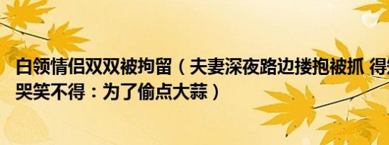 白领情侣双双被拘留（夫妻深夜路边搂抱被抓 得知原因让人哭笑不得：为了偷点大蒜）