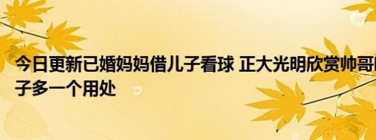 今日更新已婚妈妈借儿子看球 正大光明欣赏帅哥暗自窃喜儿子多一个用处