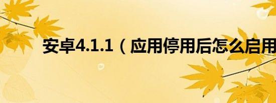 安卓4.1.1（应用停用后怎么启用）