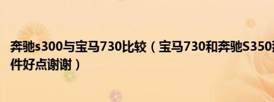 奔驰s300与宝马730比较（宝马730和奔驰S350那个综合条件好点谢谢）