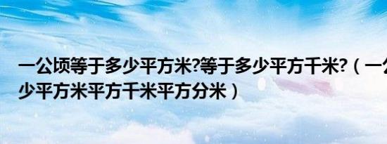 一公顷等于多少平方米?等于多少平方千米?（一公顷等于多少平方米平方千米平方分米）