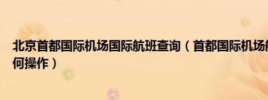 北京首都国际机场国际航班查询（首都国际机场航班查询如何操作）