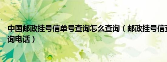 中国邮政挂号信单号查询怎么查询（邮政挂号信查询单号查询电话）