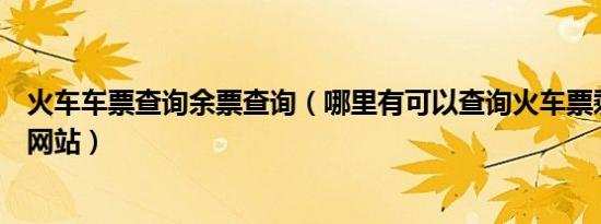 火车车票查询余票查询（哪里有可以查询火车票剩余票额的网站）