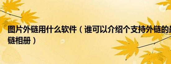 图片外链用什么软件（谁可以介绍个支持外链的最好用的外链相册）