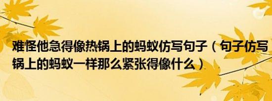 难怪他急得像热锅上的蚂蚁仿写句子（句子仿写：急得像热锅上的蚂蚁一样那么紧张得像什么）