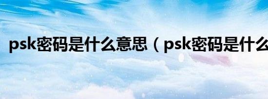 psk密码是什么意思（psk密码是什么意思）