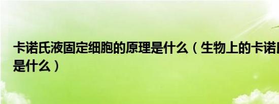 卡诺氏液固定细胞的原理是什么（生物上的卡诺氏液的作用是什么）