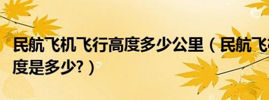 民航飞机飞行高度多少公里（民航飞机飞行高度是多少?）