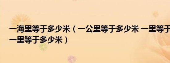 一海里等于多少米（一公里等于多少米 一里等于多少公里 一里等于多少米）