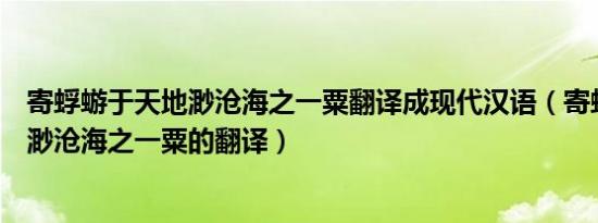 寄蜉蝣于天地渺沧海之一粟翻译成现代汉语（寄蜉蝣于天地渺沧海之一粟的翻译）